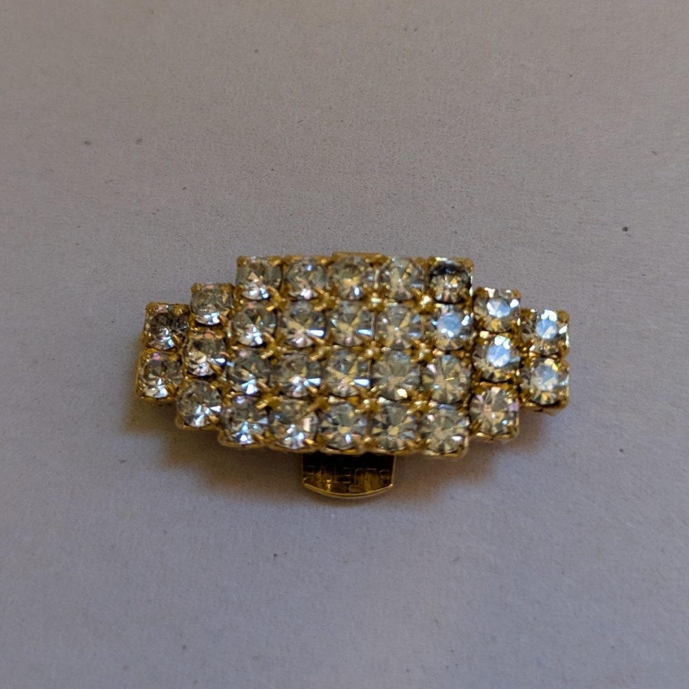 Vintage Clip On Gold Tone Rhinestone Shoe Clips - Picture 3 of 3